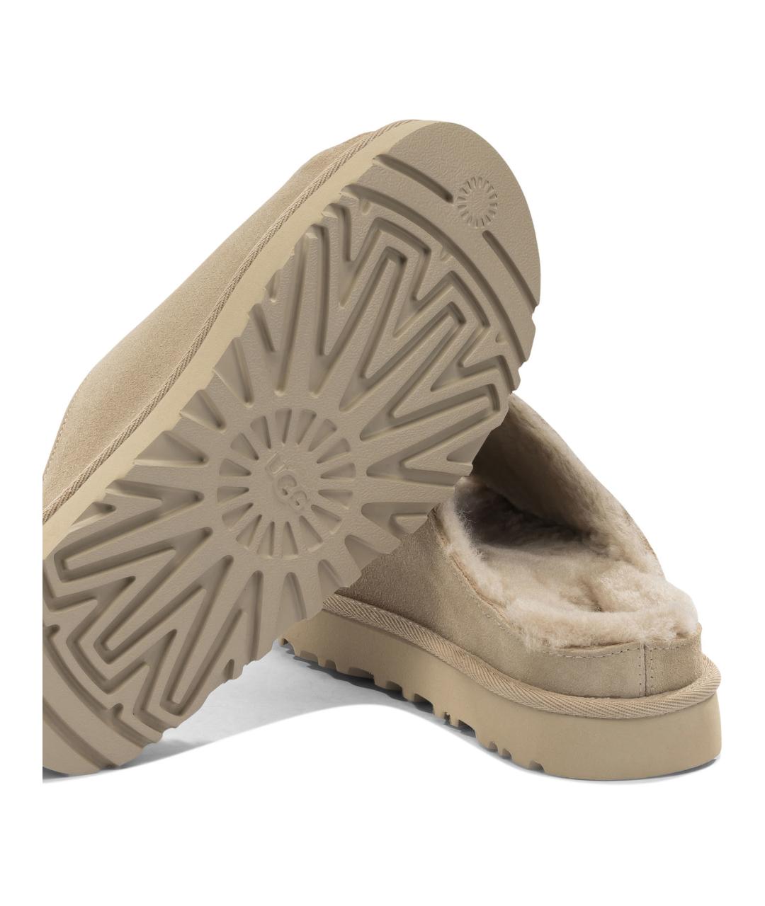 UGG AUSTRALIA Бежевые замшевые шлепанцы, фото 5