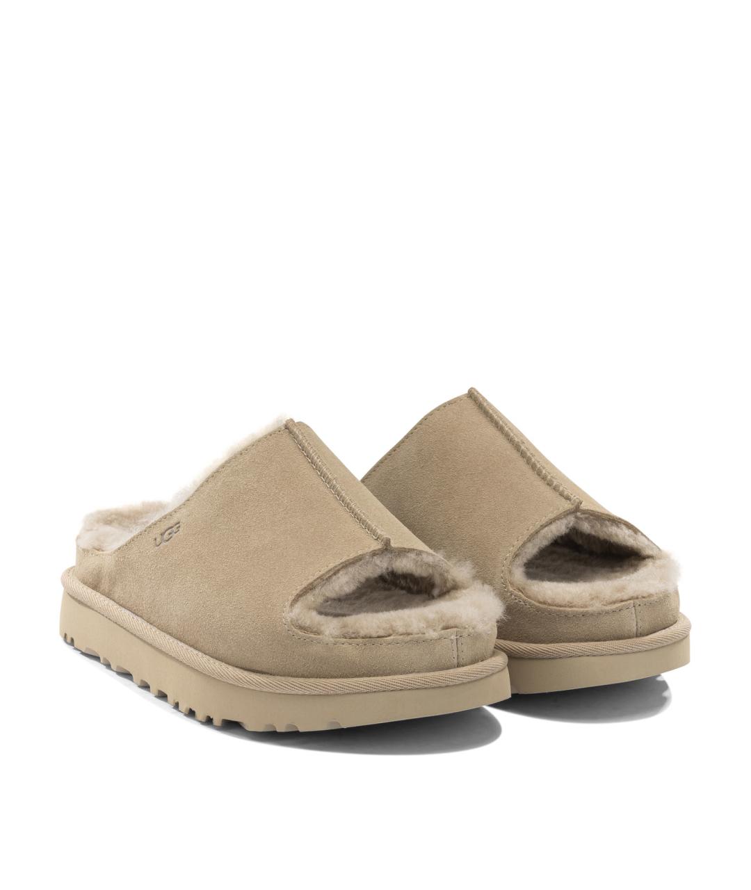 UGG AUSTRALIA Бежевые замшевые шлепанцы, фото 2