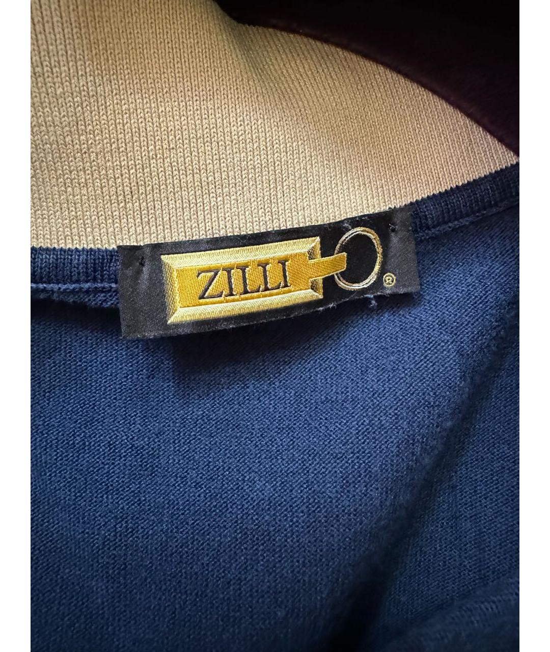 ZILLI Темно-синее хлопковое поло с коротким рукавом, фото 2