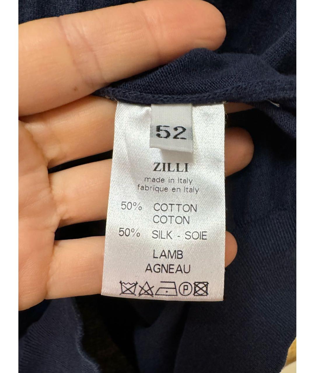 ZILLI Темно-синее хлопковое поло с коротким рукавом, фото 4