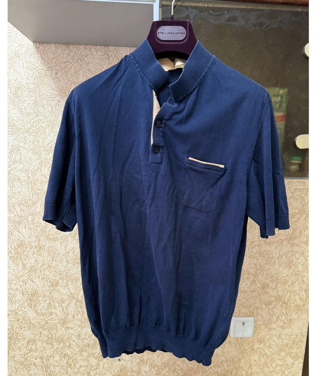 ZILLI Темно-синее хлопковое поло с коротким рукавом, фото 6