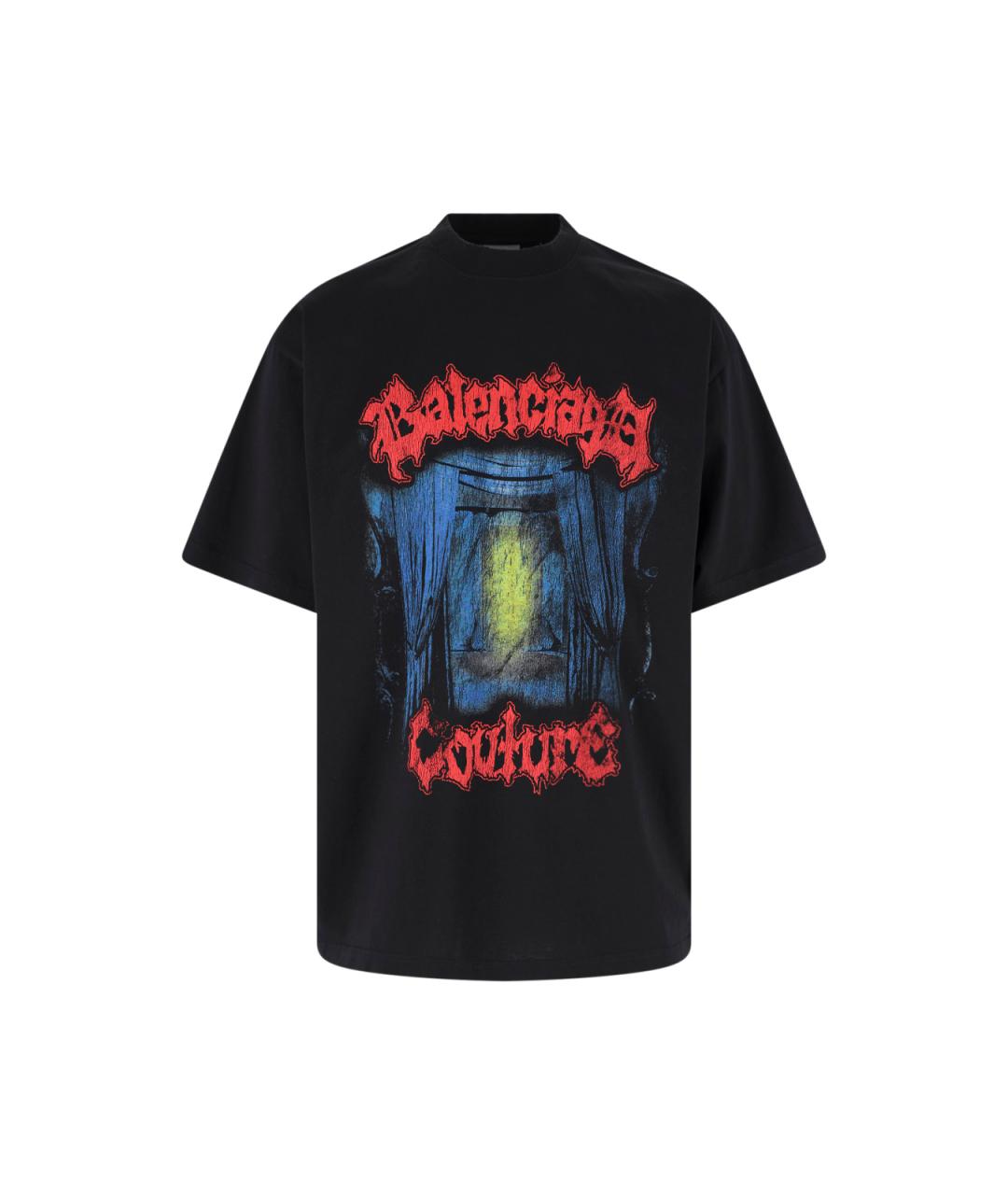 BALENCIAGA Черная хлопковая футболка, фото 1