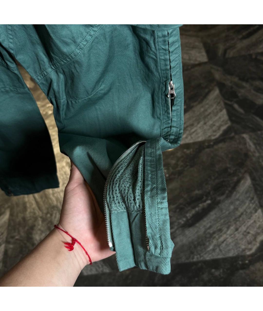 STONE ISLAND Бирюзовые хлопковые повседневные брюки, фото 3