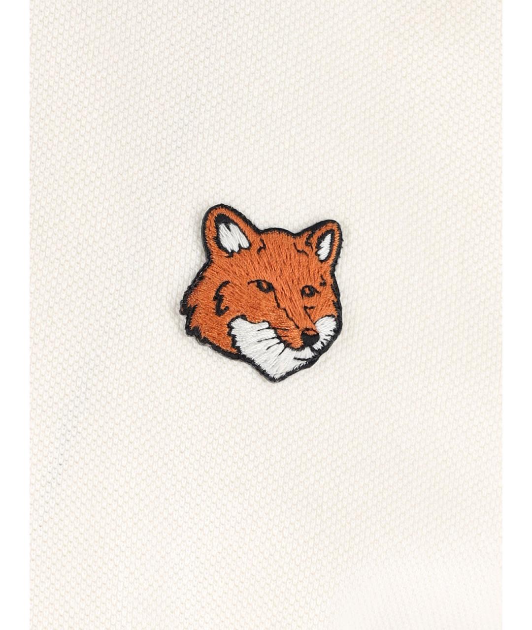 MAISON KITSUNE Бежевое хлопковое поло с коротким рукавом, фото 3