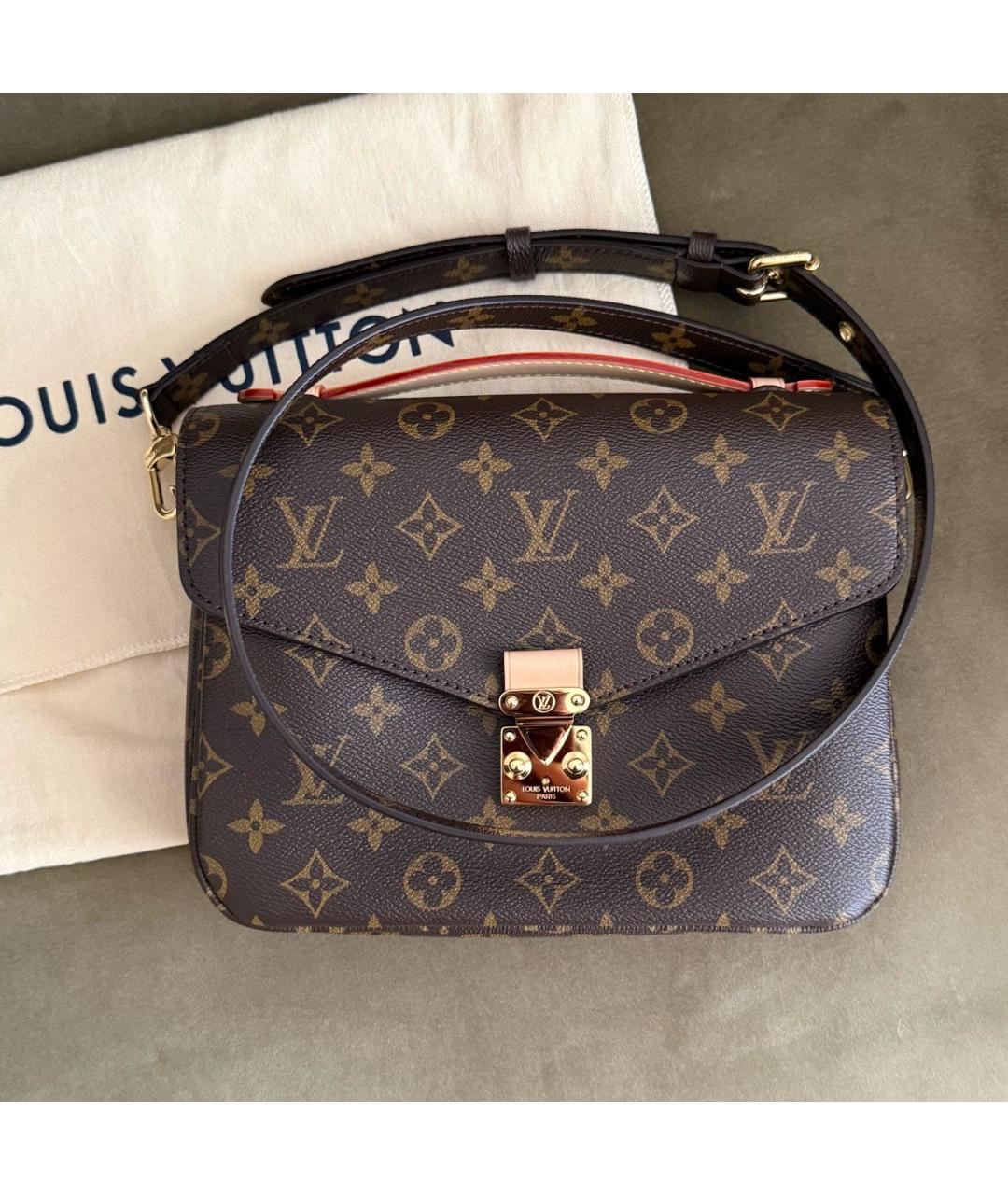 LOUIS VUITTON Коричневая кожаная сумка через плечо, фото 2