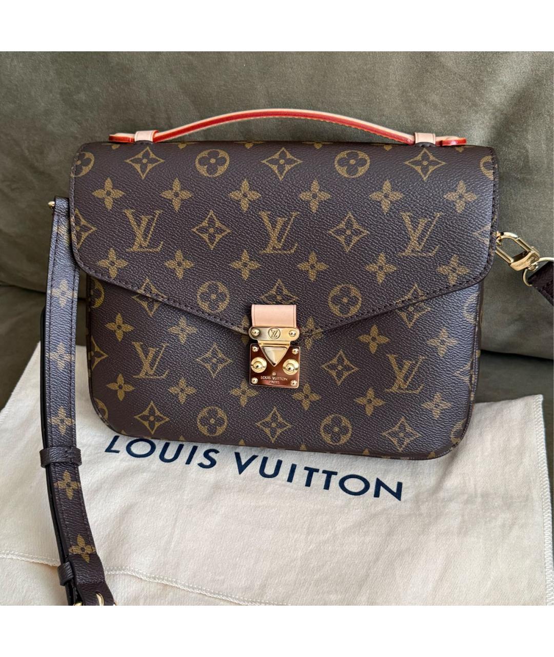 LOUIS VUITTON Коричневая кожаная сумка через плечо, фото 3