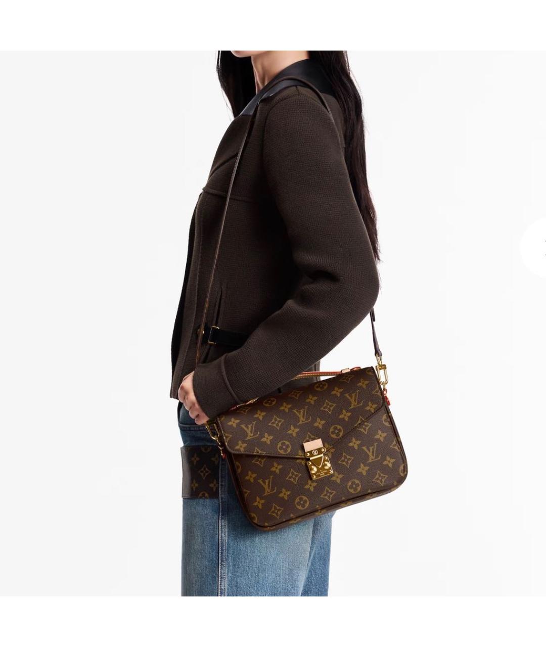 LOUIS VUITTON Коричневая кожаная сумка через плечо, фото 5