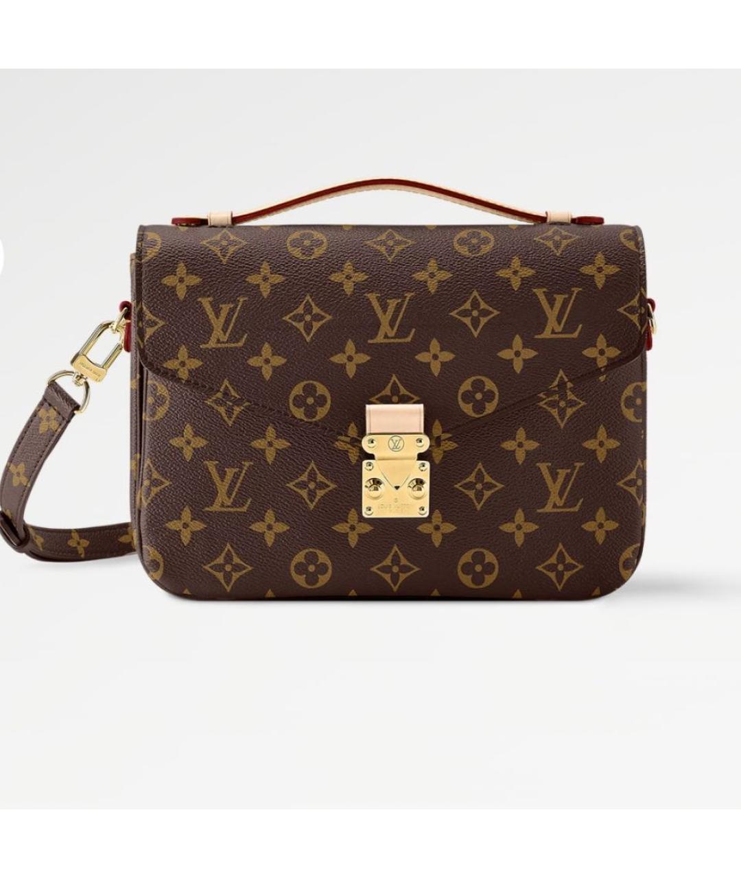 LOUIS VUITTON Коричневая кожаная сумка через плечо, фото 8