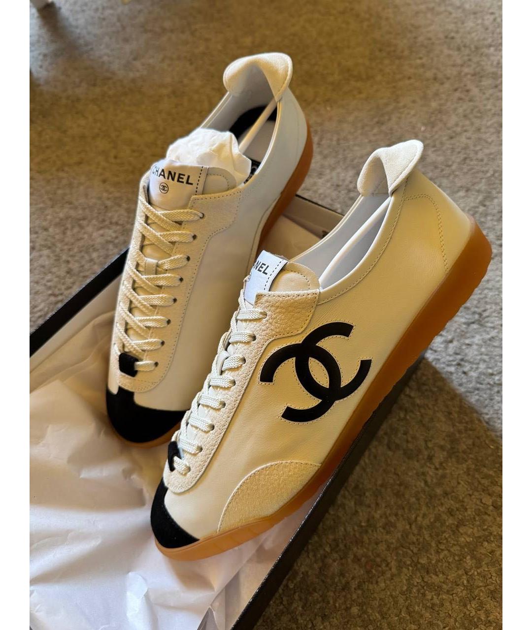 CHANEL Белые кожаные кеды, фото 4