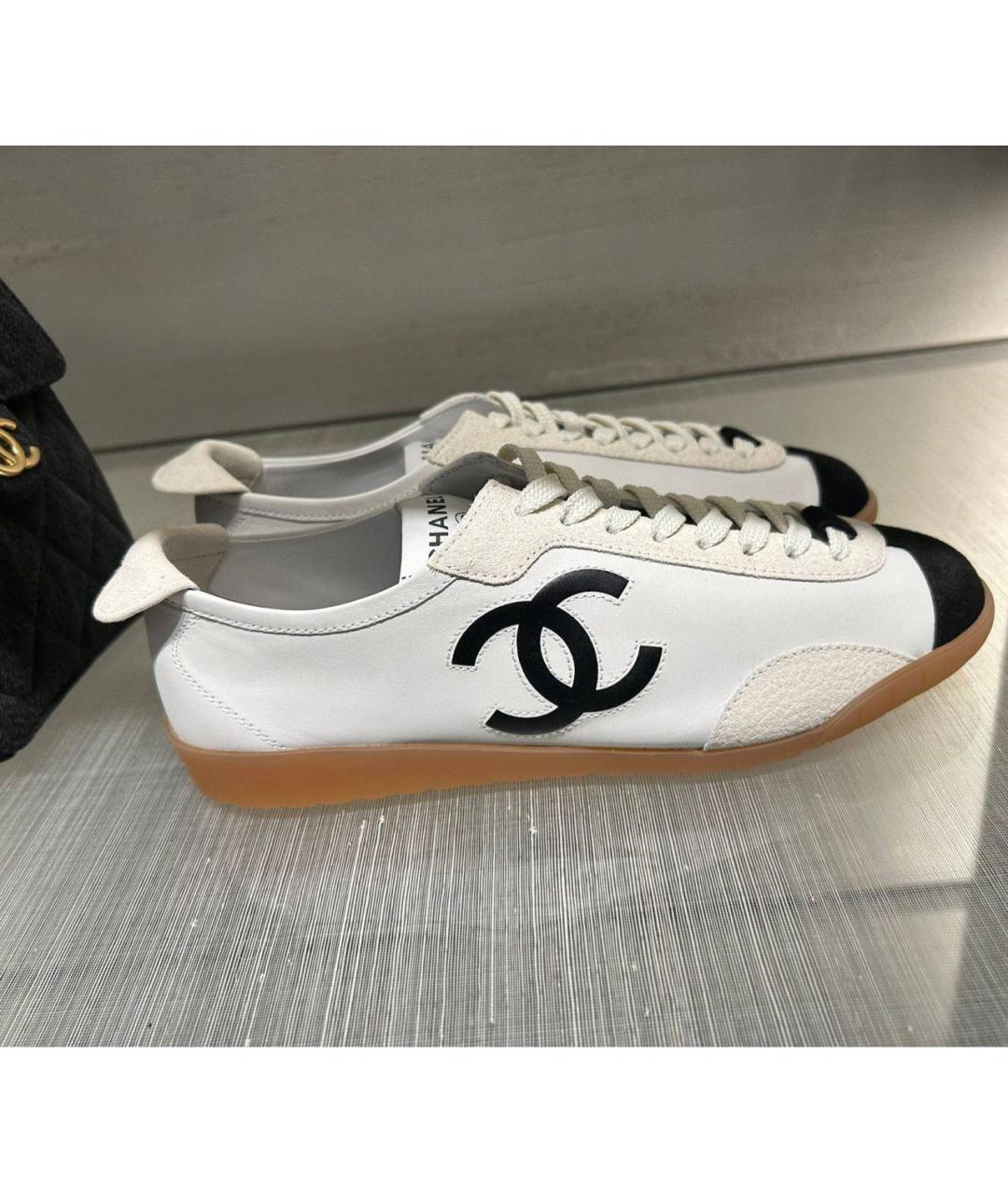 CHANEL Белые кожаные кеды, фото 5