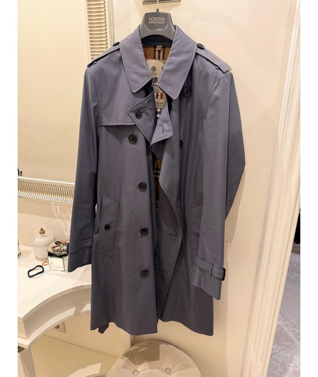 BURBERRY Серый хлопковый тренч / плащ, фото 6