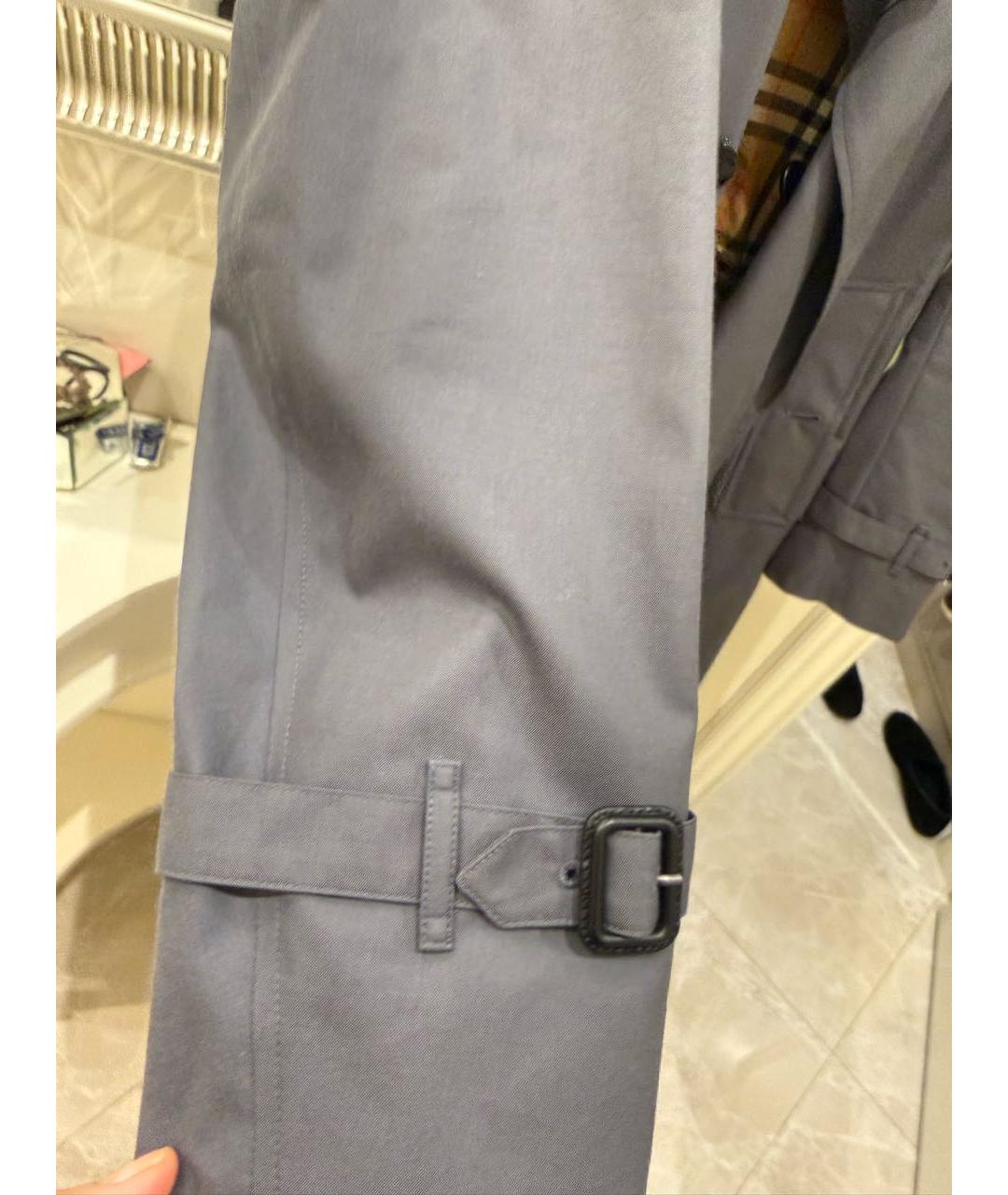 BURBERRY Серый хлопковый тренч / плащ, фото 5