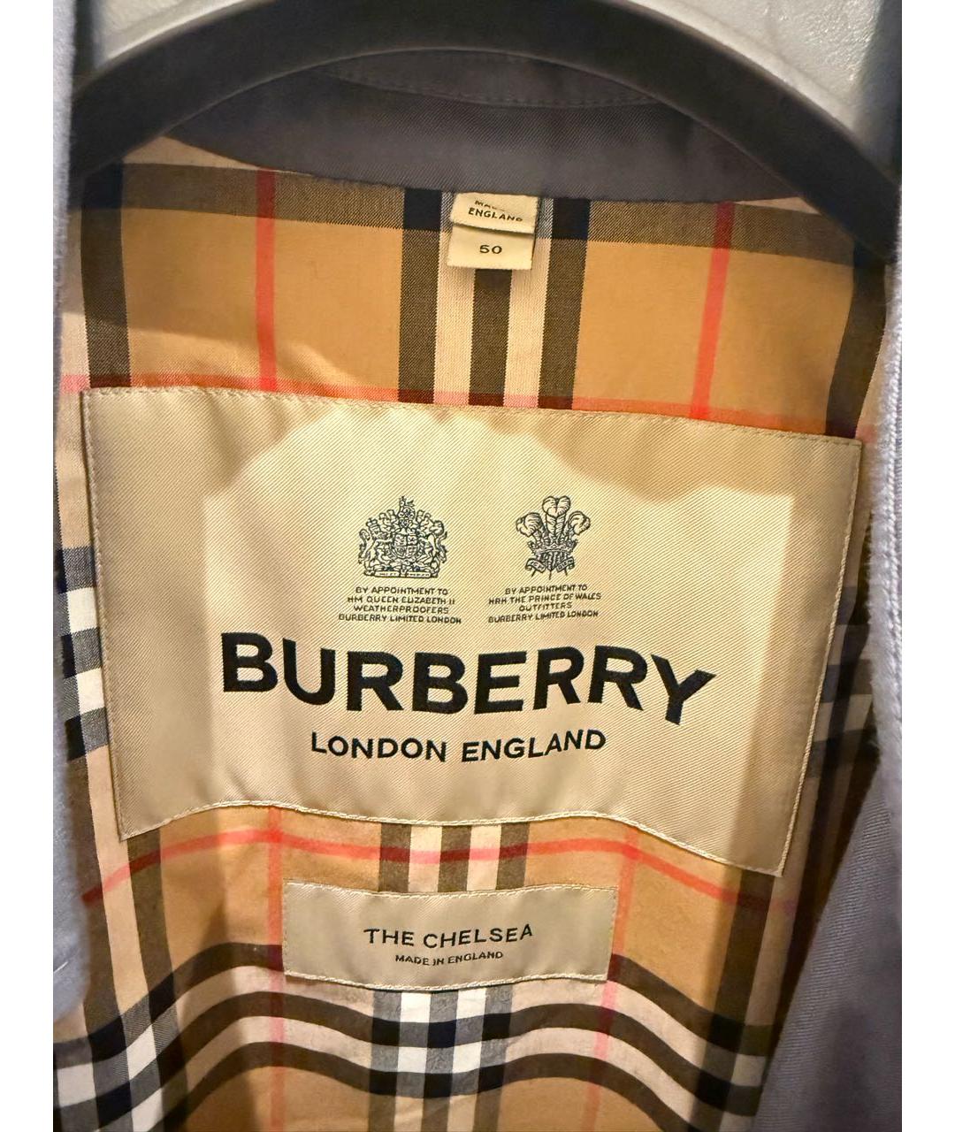 BURBERRY Серый хлопковый тренч / плащ, фото 3