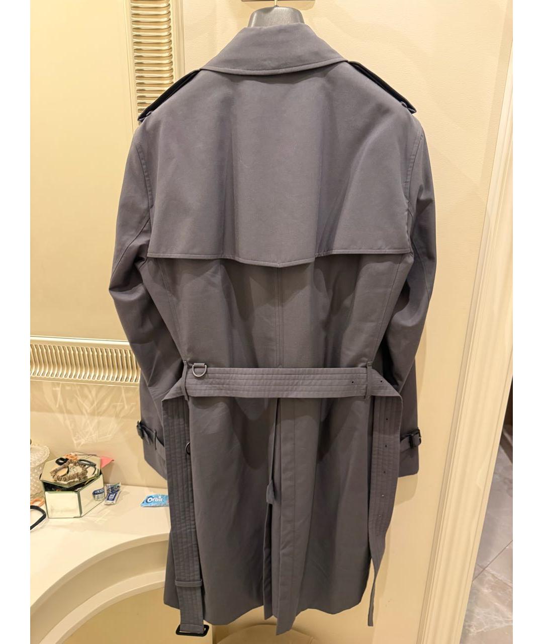 BURBERRY Серый хлопковый тренч / плащ, фото 2