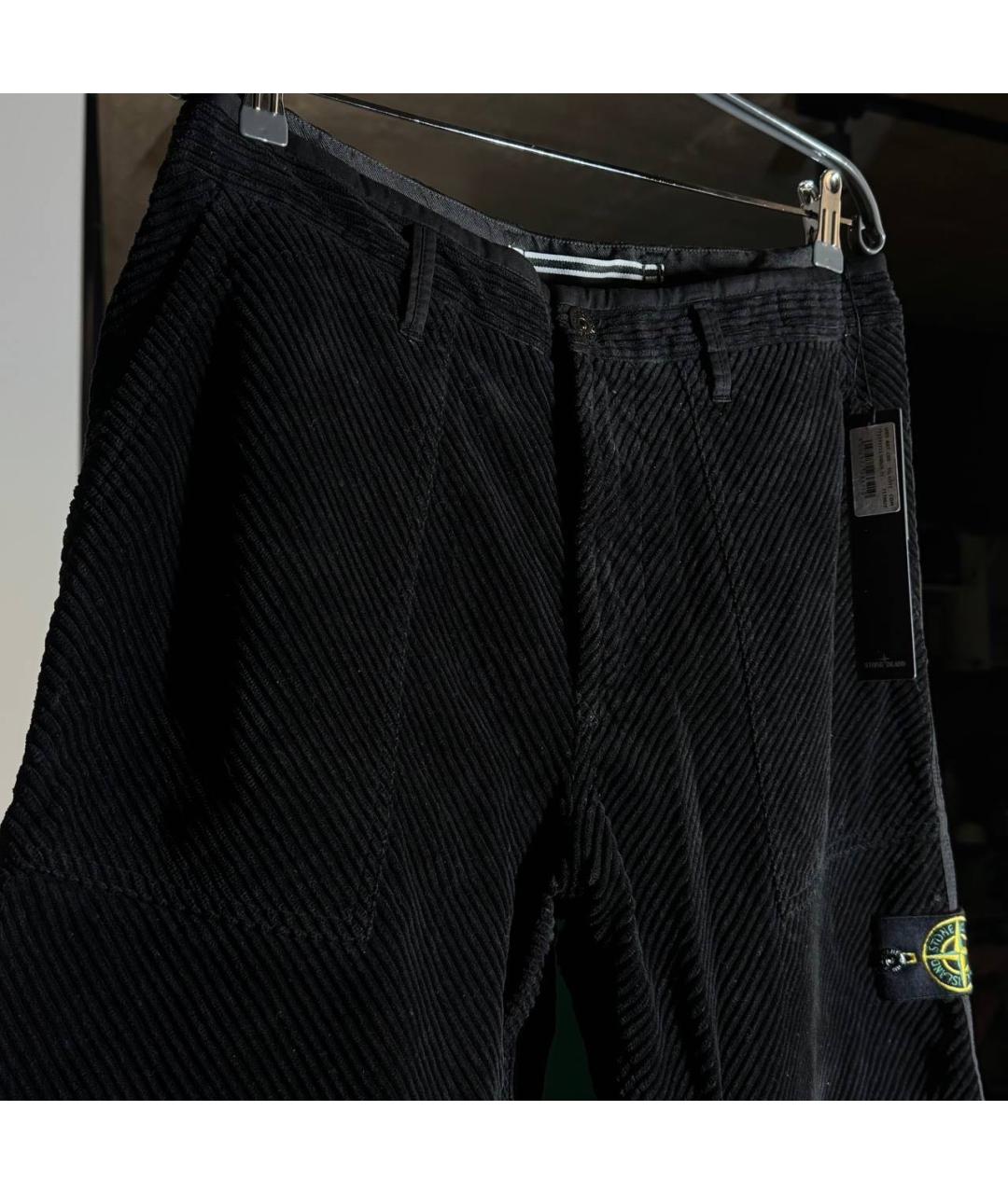 STONE ISLAND Черные велюровые повседневные брюки, фото 3