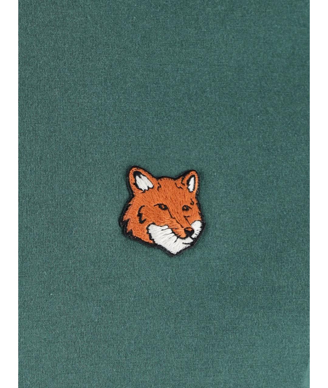 MAISON KITSUNE Зеленая хлопковая футболка, фото 3