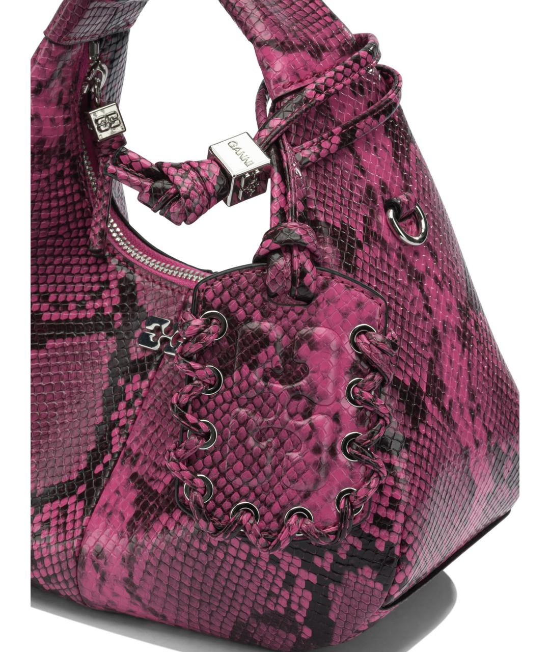GANNI Фуксия сумка с короткими ручками из искусственной кожи, фото 2