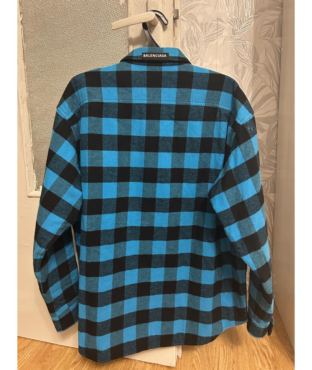 BALENCIAGA Синяя хлопко-полиэстеровая кэжуал рубашка, фото 2