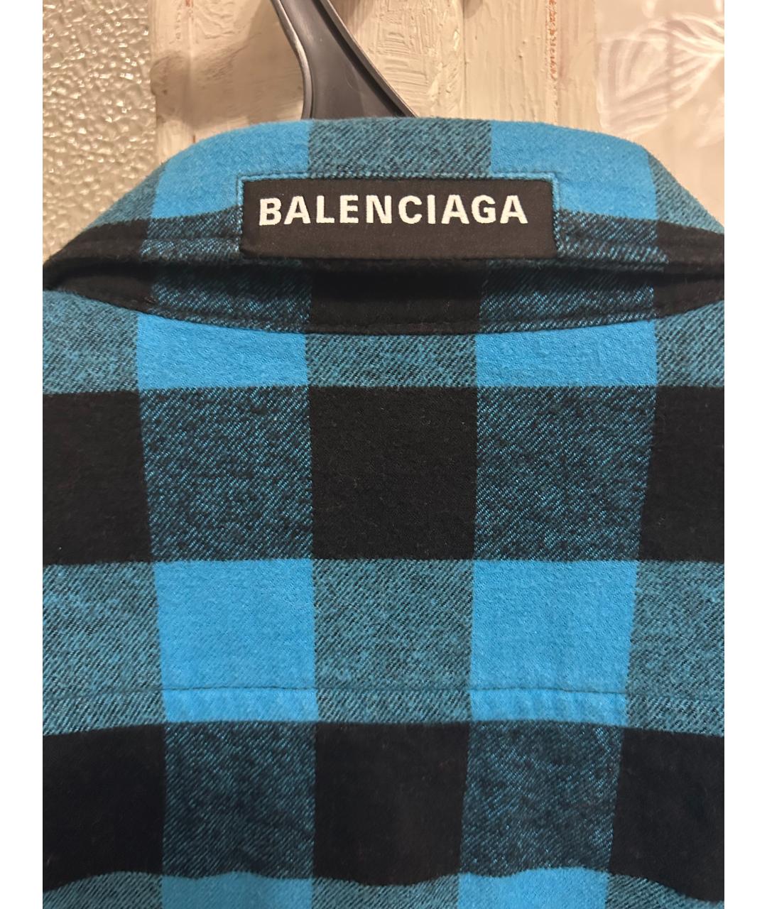 BALENCIAGA Синяя хлопко-полиэстеровая кэжуал рубашка, фото 3