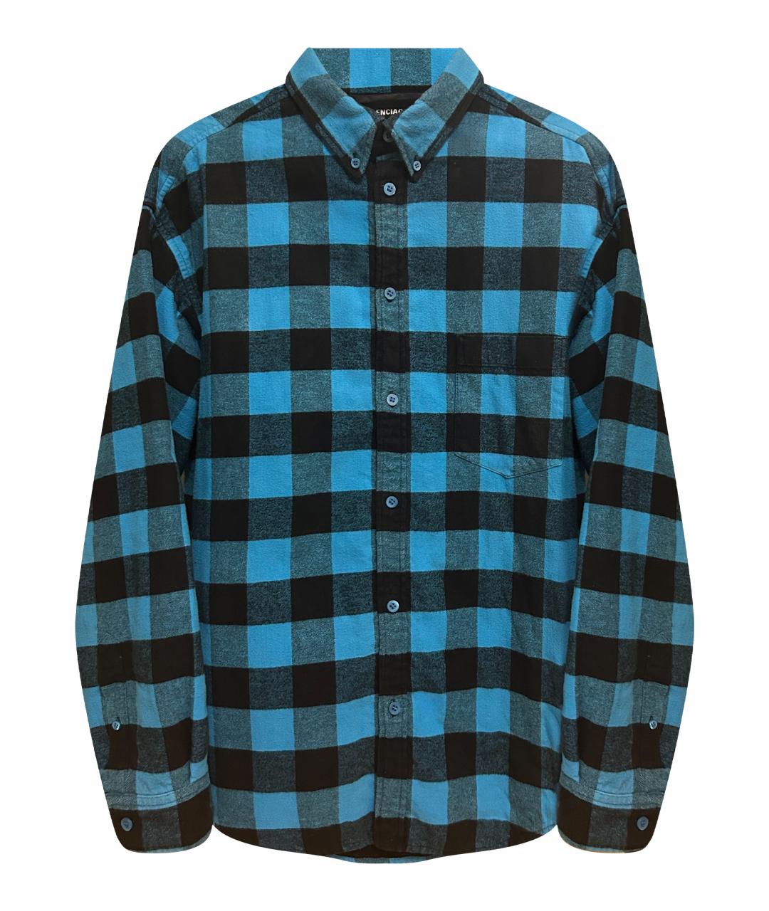 BALENCIAGA Синяя хлопко-полиэстеровая кэжуал рубашка, фото 1