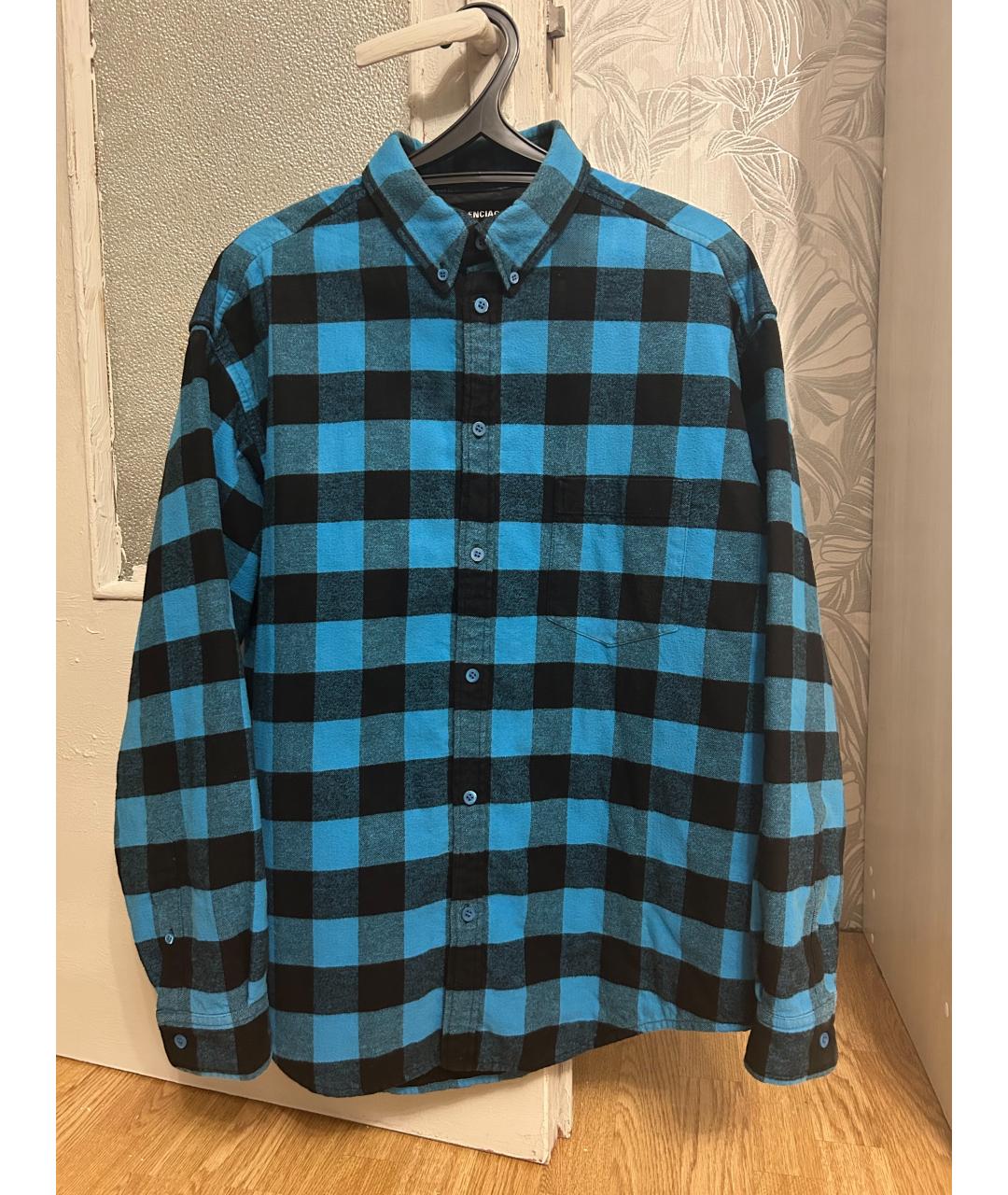 BALENCIAGA Синяя хлопко-полиэстеровая кэжуал рубашка, фото 10