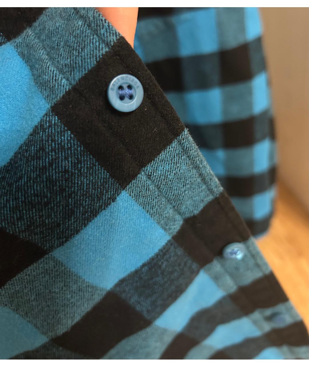 BALENCIAGA Синяя хлопко-полиэстеровая кэжуал рубашка, фото 6