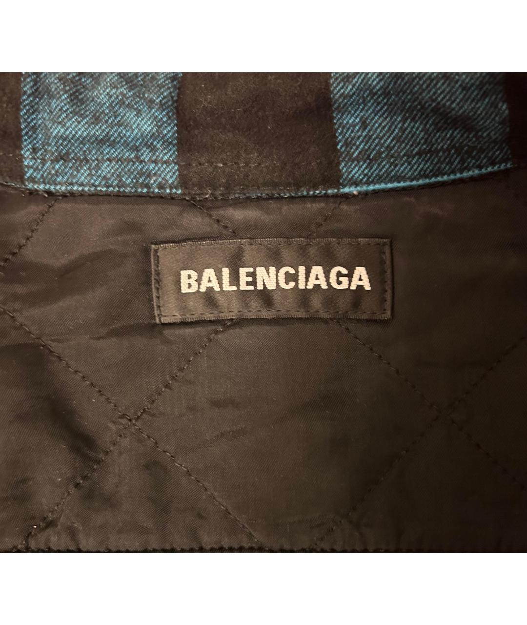 BALENCIAGA Синяя хлопко-полиэстеровая кэжуал рубашка, фото 5