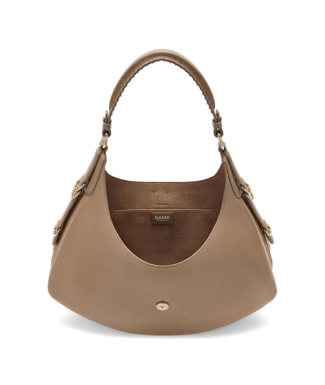 GANNI Коричневая кожаная сумка через плечо, фото 3