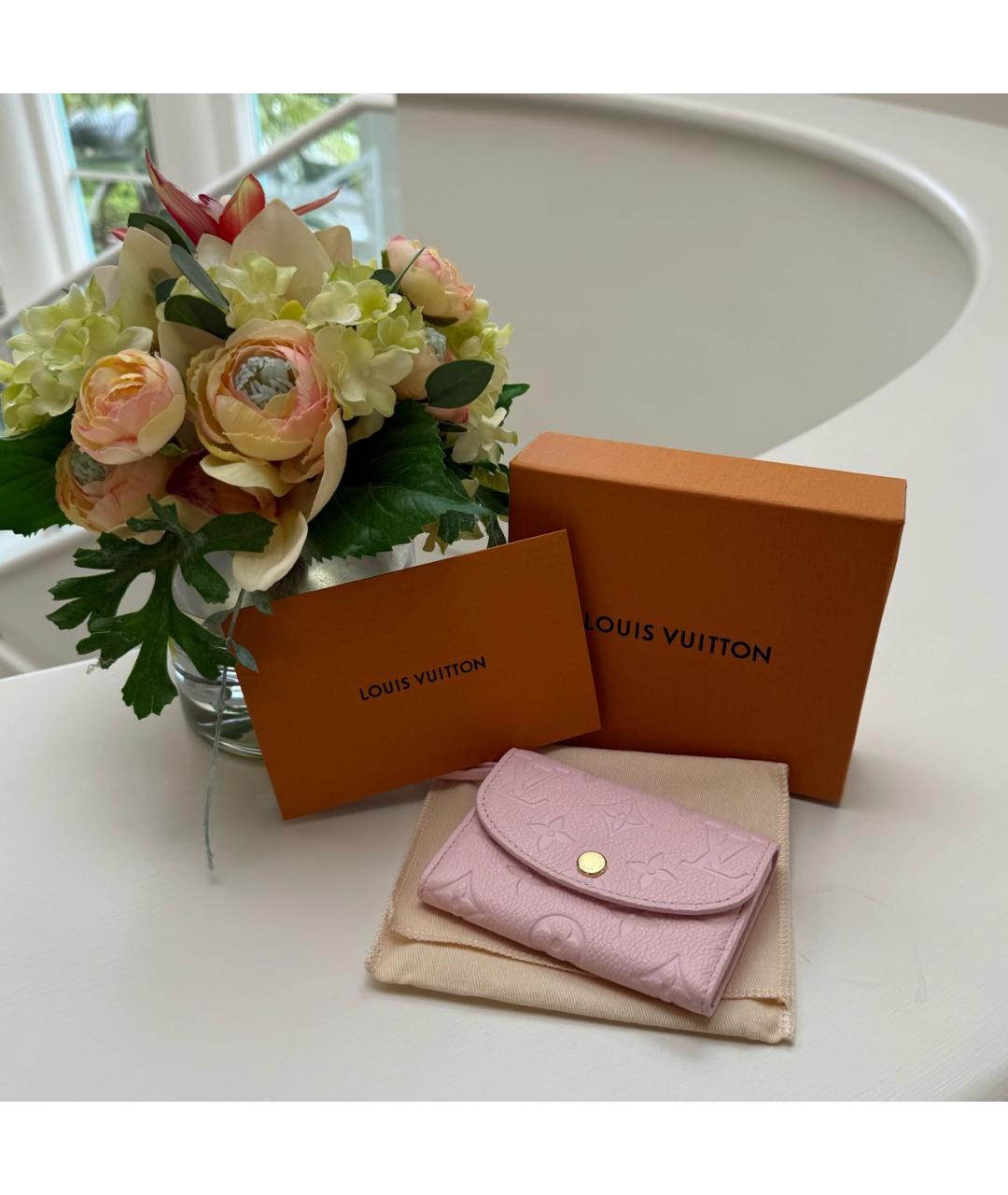 LOUIS VUITTON Розовый кожаный кошелек, фото 5