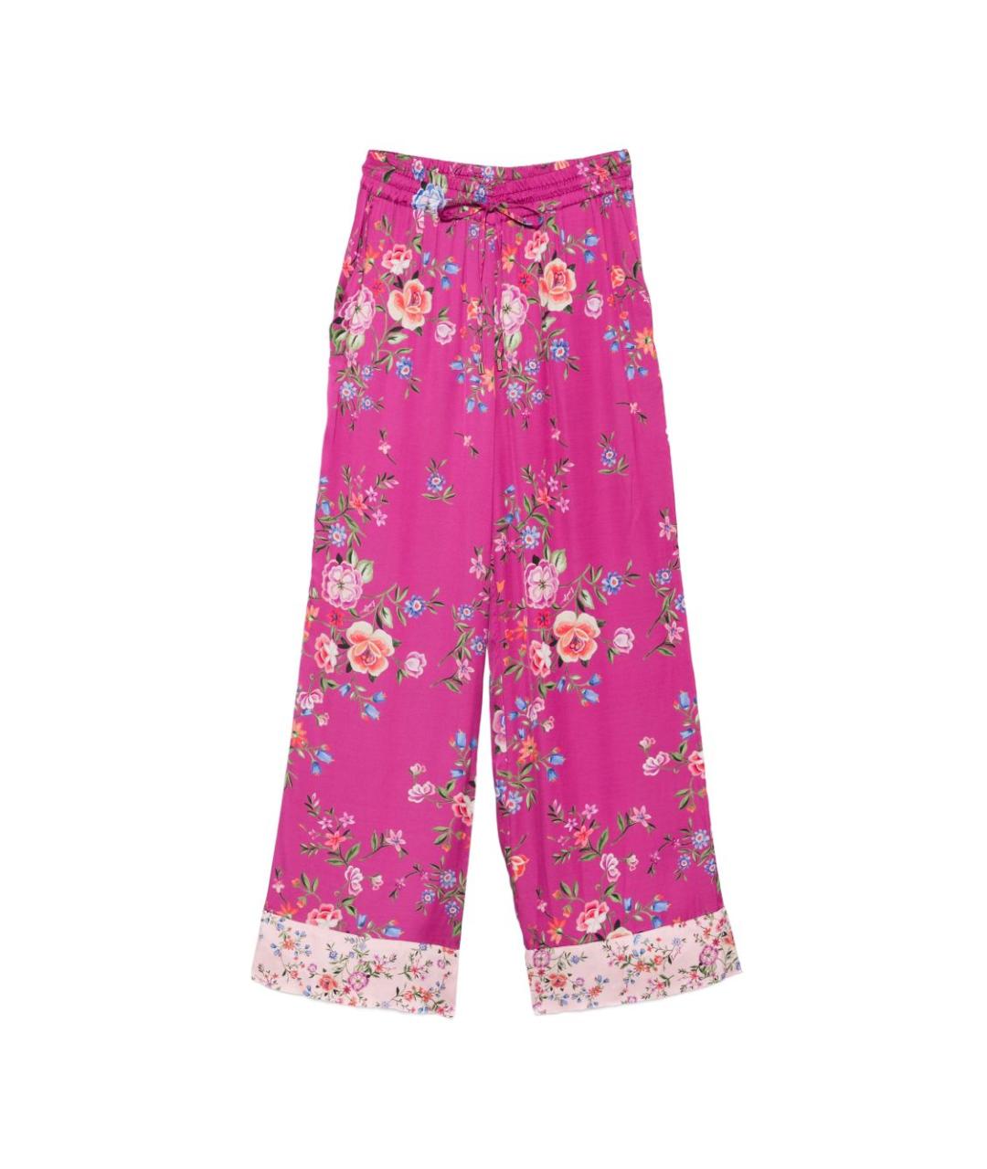 LIU JO Розовые вискозные прямые брюки, фото 1