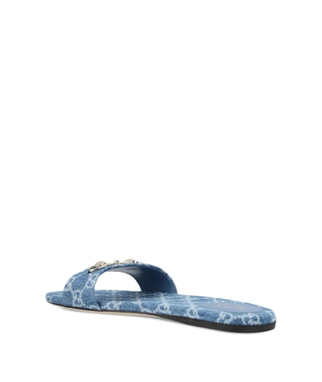 GUCCI Синие текстильные шлепанцы, фото 3