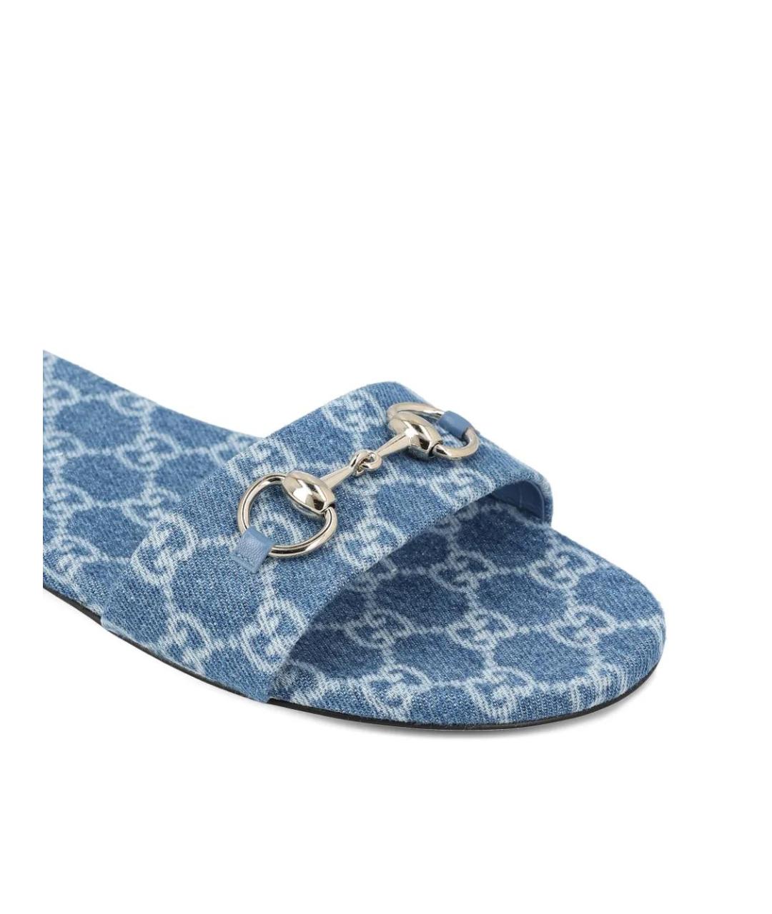 GUCCI Синие текстильные шлепанцы, фото 4