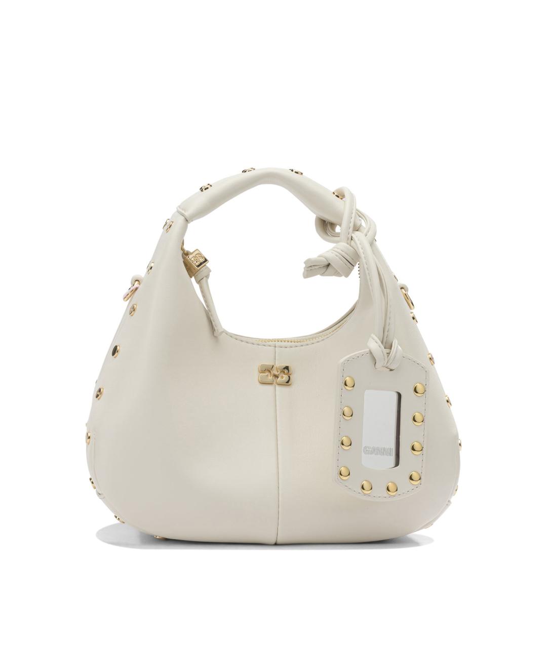 GANNI Белая кожаная сумка с короткими ручками, фото 1