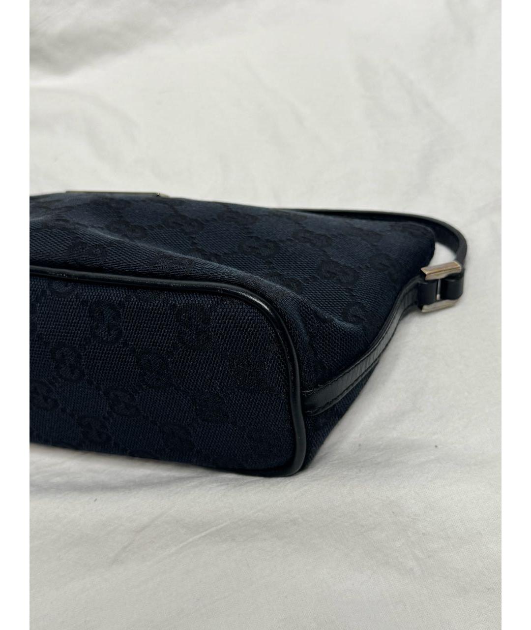 GUCCI Темно-синяя тканевая сумка с короткими ручками, фото 5