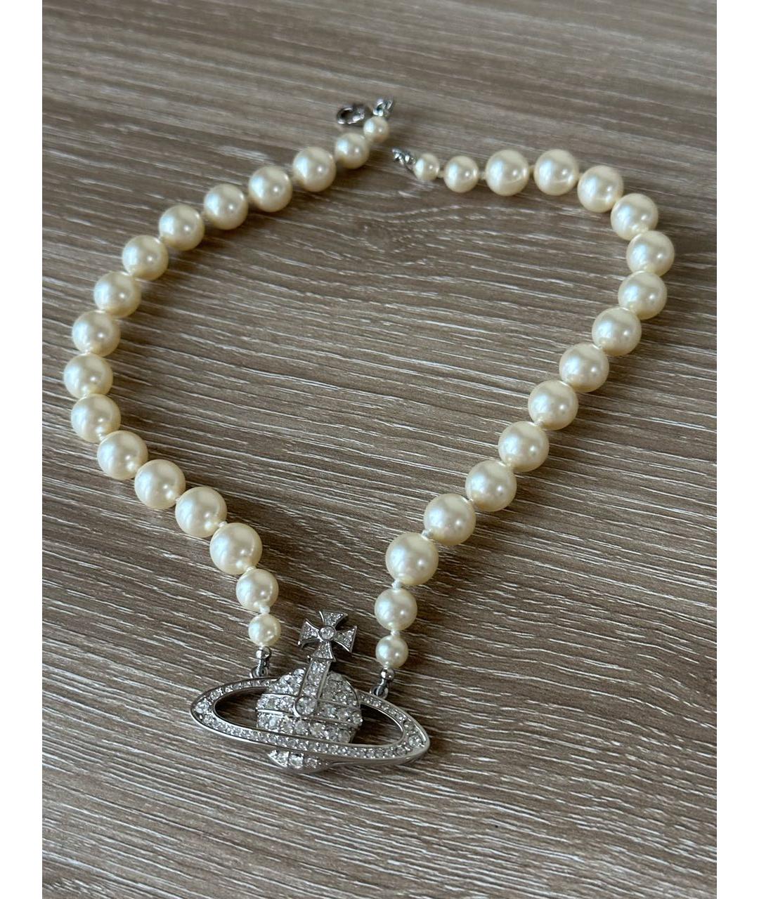 VIVIENNE WESTWOOD Белое металлическое колье, фото 4