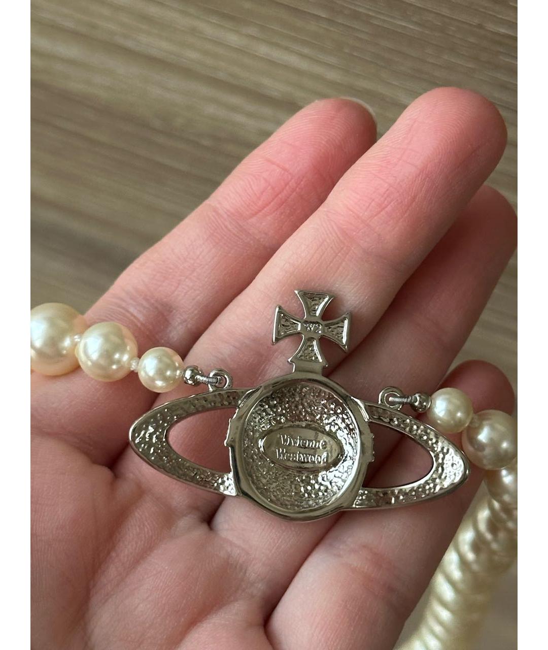 VIVIENNE WESTWOOD Белое металлическое колье, фото 6