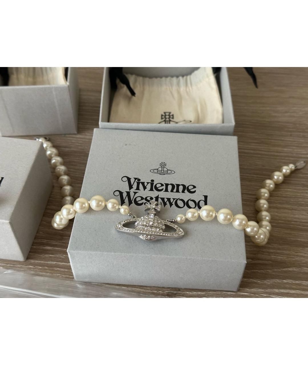 VIVIENNE WESTWOOD Белое металлическое колье, фото 2