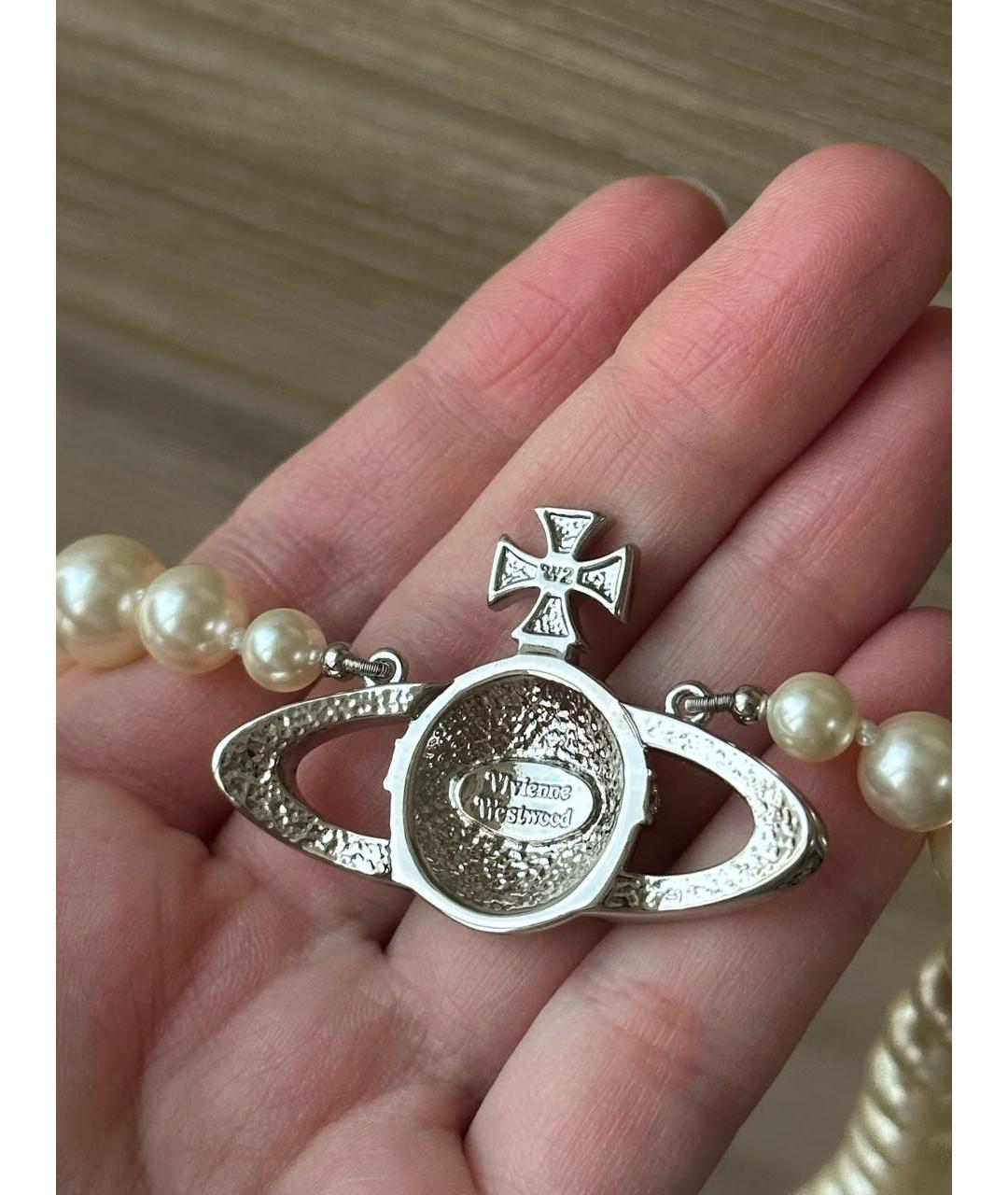 VIVIENNE WESTWOOD Белое металлическое колье, фото 5