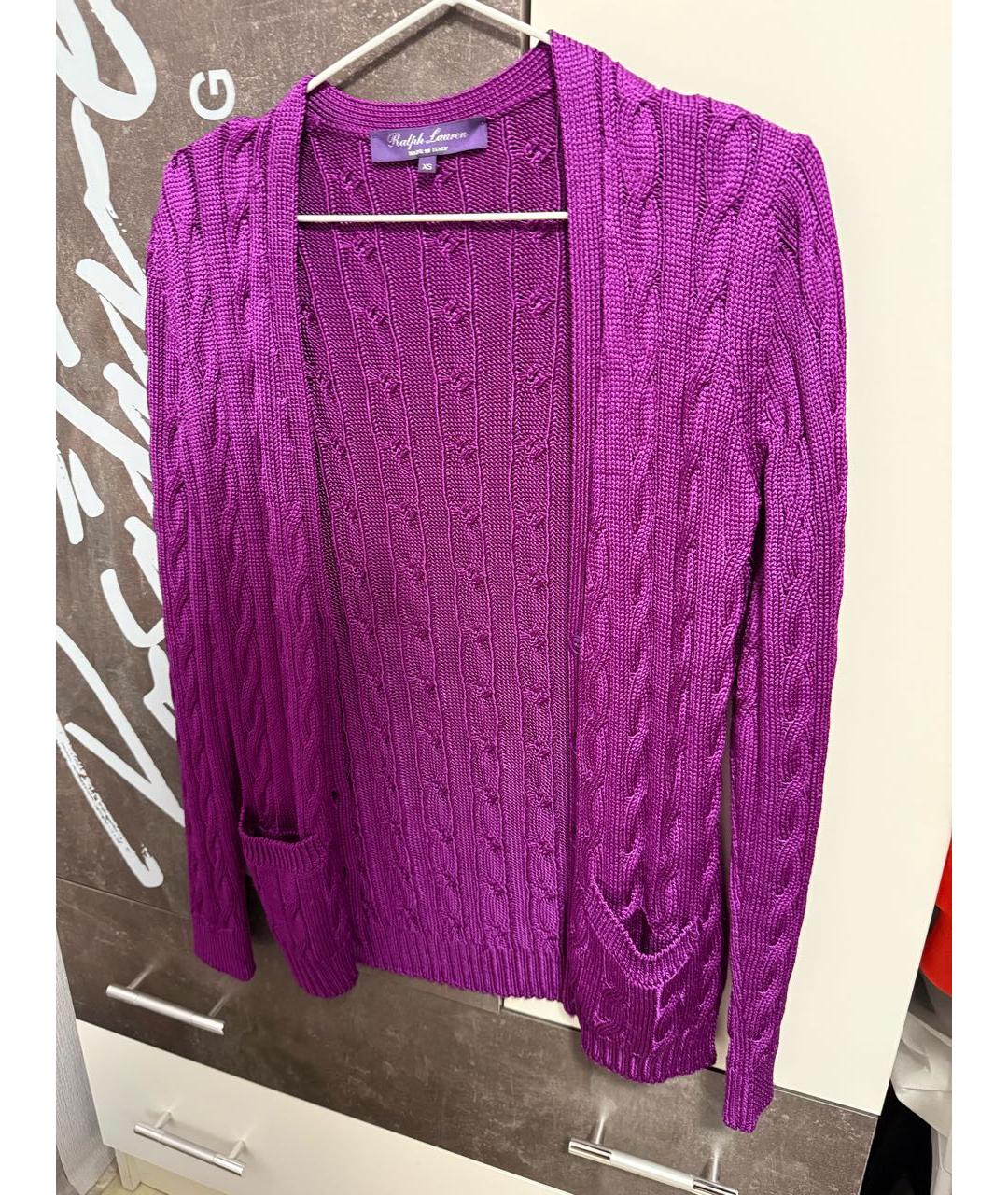 RALPH LAUREN Фиолетовый шелковый кардиган, фото 8