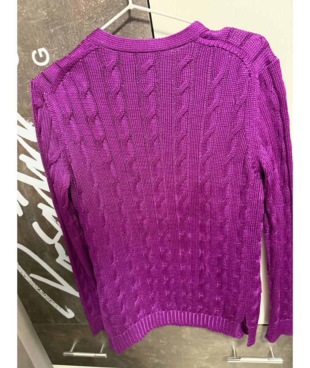 RALPH LAUREN Фиолетовый шелковый кардиган, фото 7