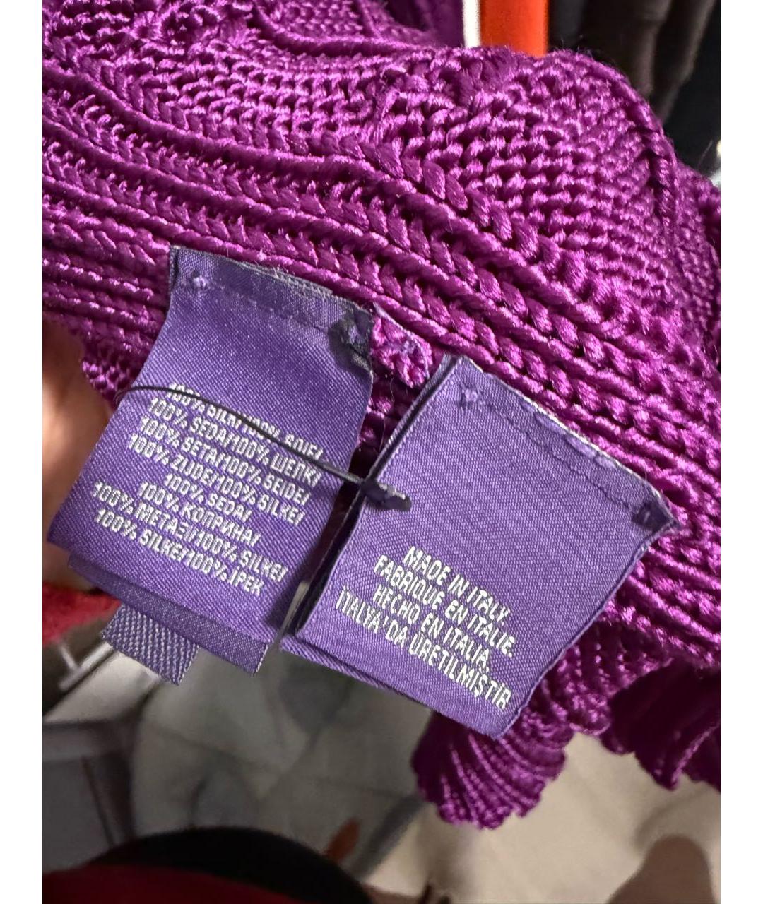 RALPH LAUREN Фиолетовый шелковый кардиган, фото 5
