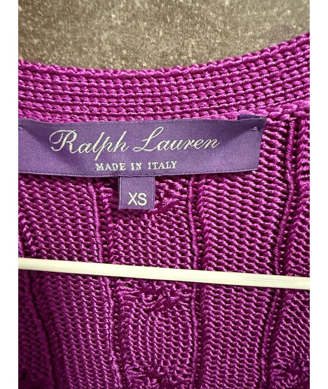 RALPH LAUREN Фиолетовый шелковый кардиган, фото 2