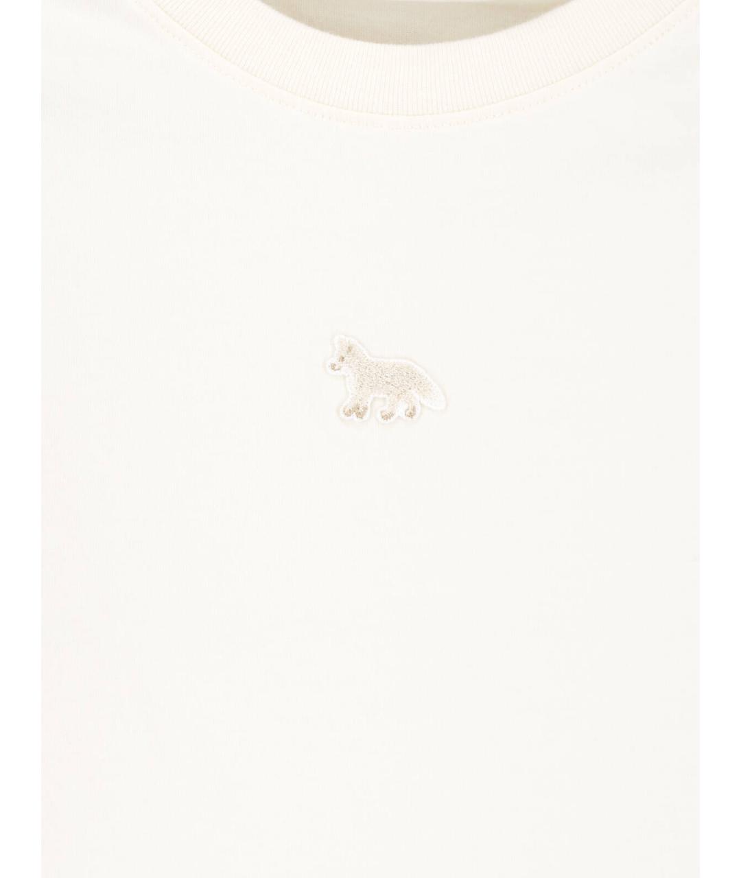 MAISON KITSUNE Бежевая хлопковая футболка, фото 3