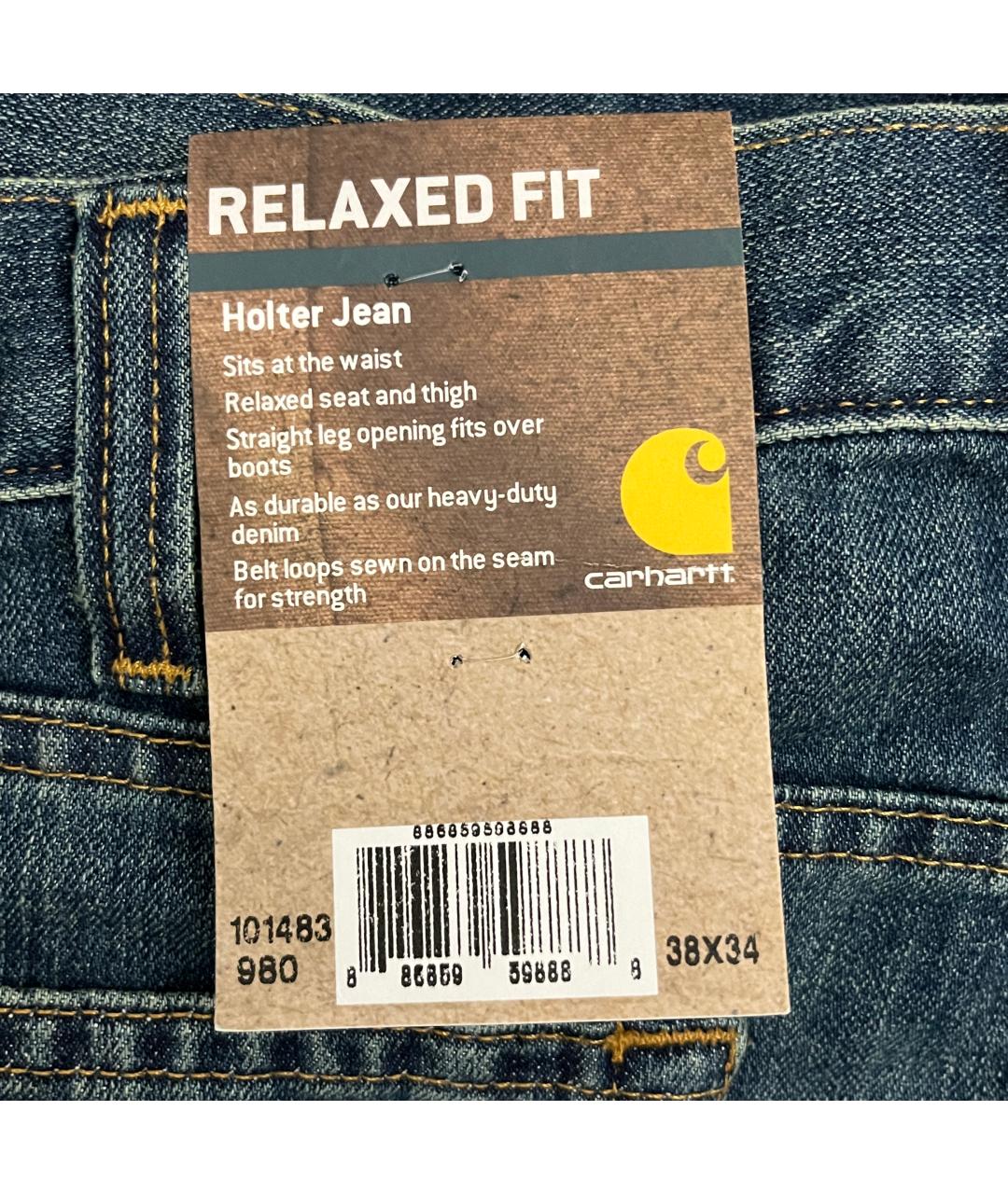 CARHARTT Голубые хлопко-полиэстеровые прямые джинсы, фото 5