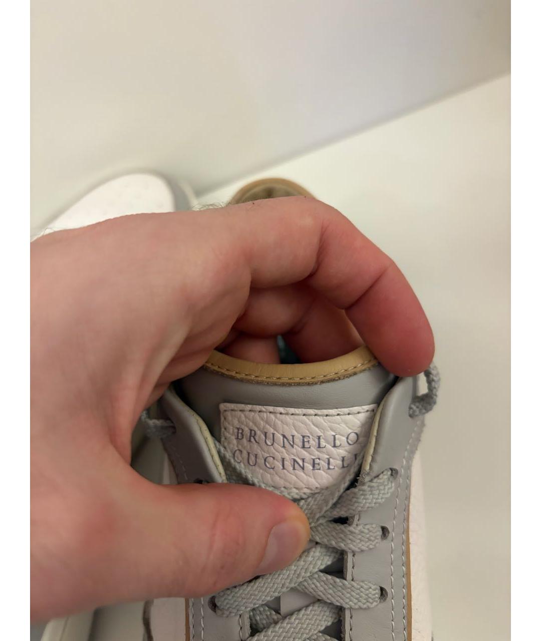 BRUNELLO CUCINELLI Серые кожаные низкие кроссовки / кеды, фото 6