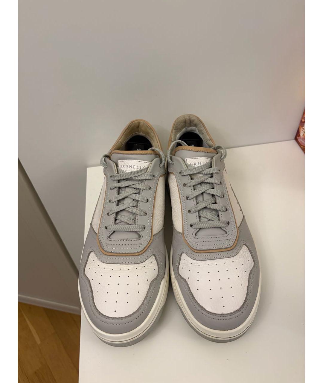 BRUNELLO CUCINELLI Серые кожаные низкие кроссовки / кеды, фото 3