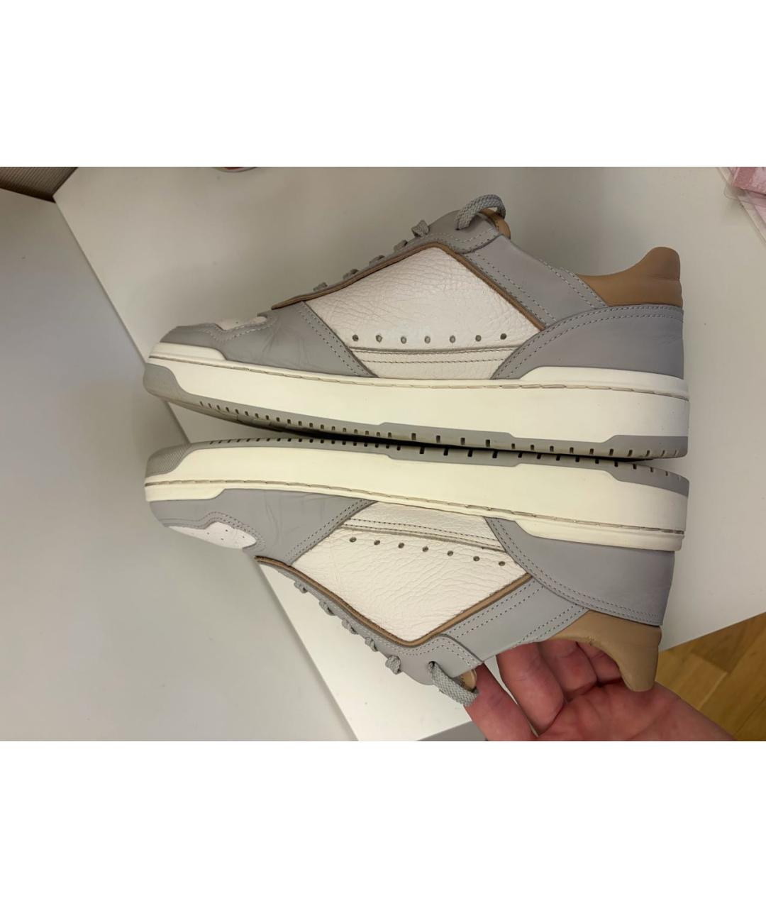 BRUNELLO CUCINELLI Серые кожаные низкие кроссовки / кеды, фото 5