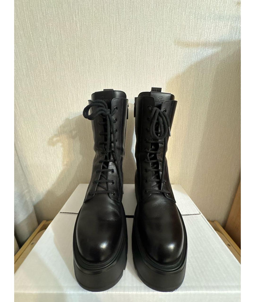 VALENTINO Черные кожаные ботинки, фото 2