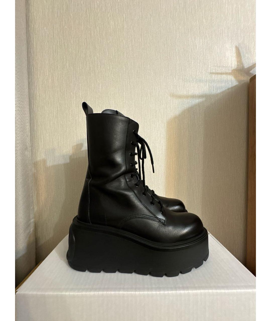 VALENTINO Черные кожаные ботинки, фото 9