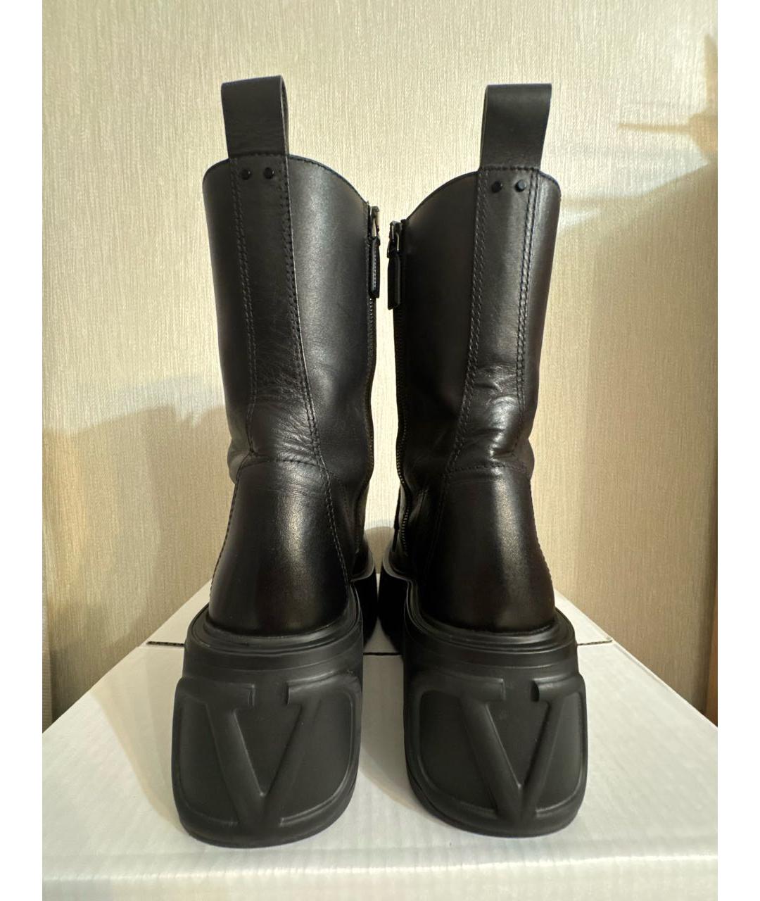VALENTINO Черные кожаные ботинки, фото 4